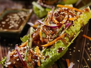 Asian inspired Meatball Lettuce Wrap